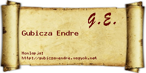 Gubicza Endre névjegykártya